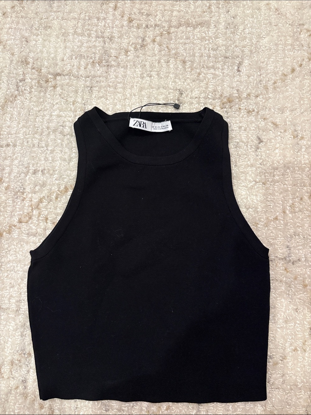 ZARA Black Ribbed Cropped Tank Top for Kids